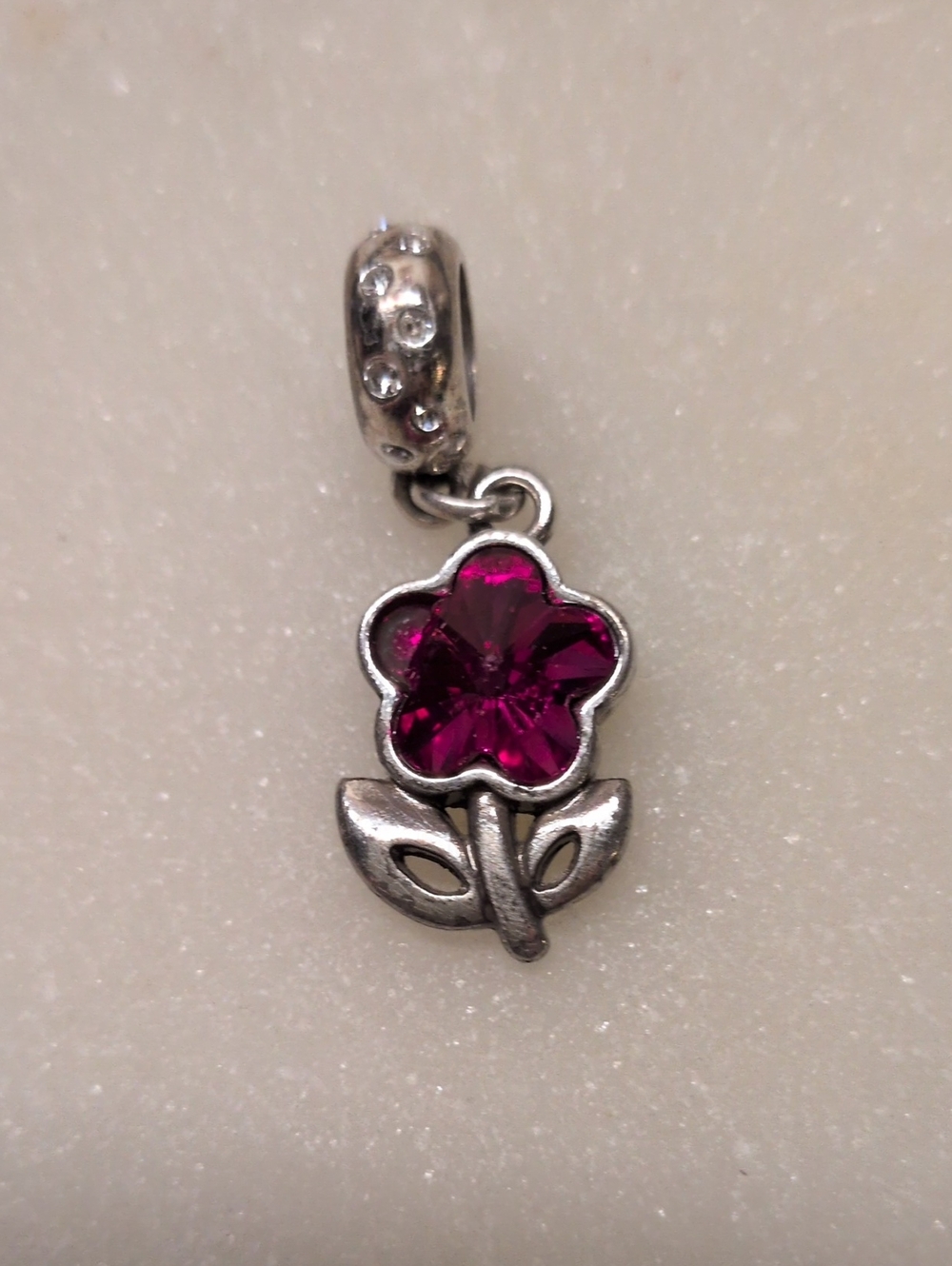 Brighton UPDATED LISTING Crystal Flower Pendant Charm Fuschia Crystal - READ!